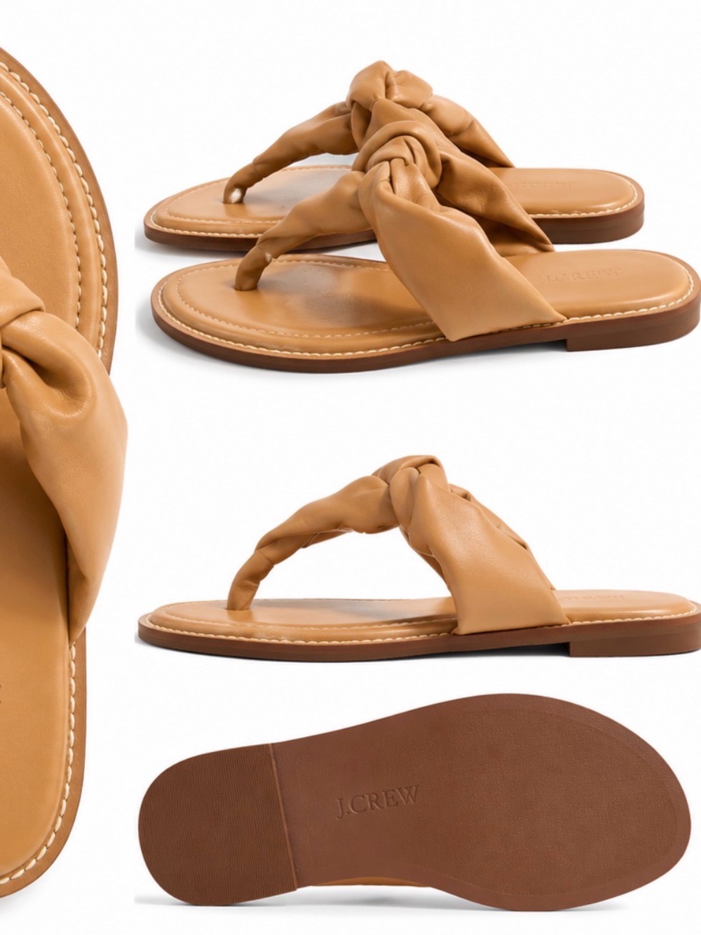 Nwt - J.Crew Knotted Thong Sandals | Tan Leather Sandals | Size 7